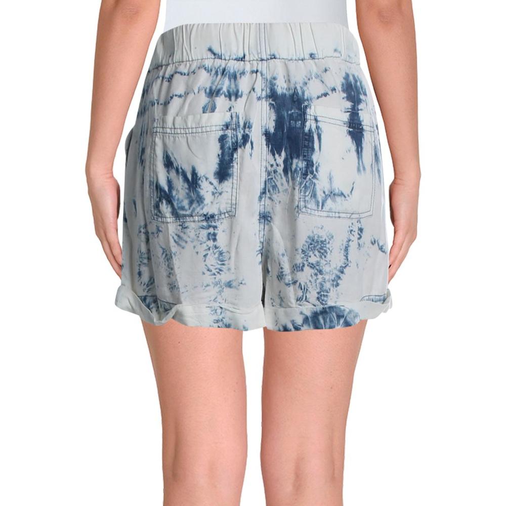 Aqua Womens Blue Tencel Tie-Dye Cuffed Casual Shorts NWT - Picture 2 of 2